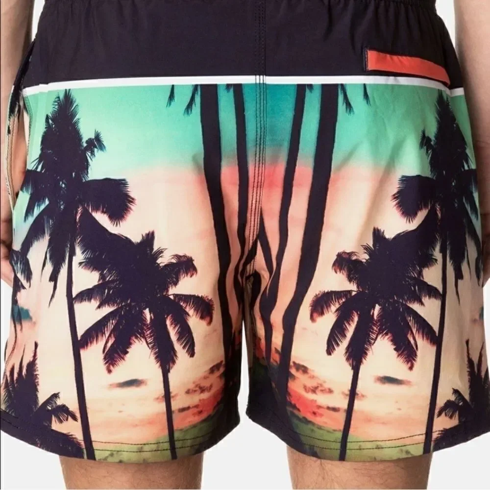 Pullin Men’s Short Jam Palm Tree Swim Trunks M